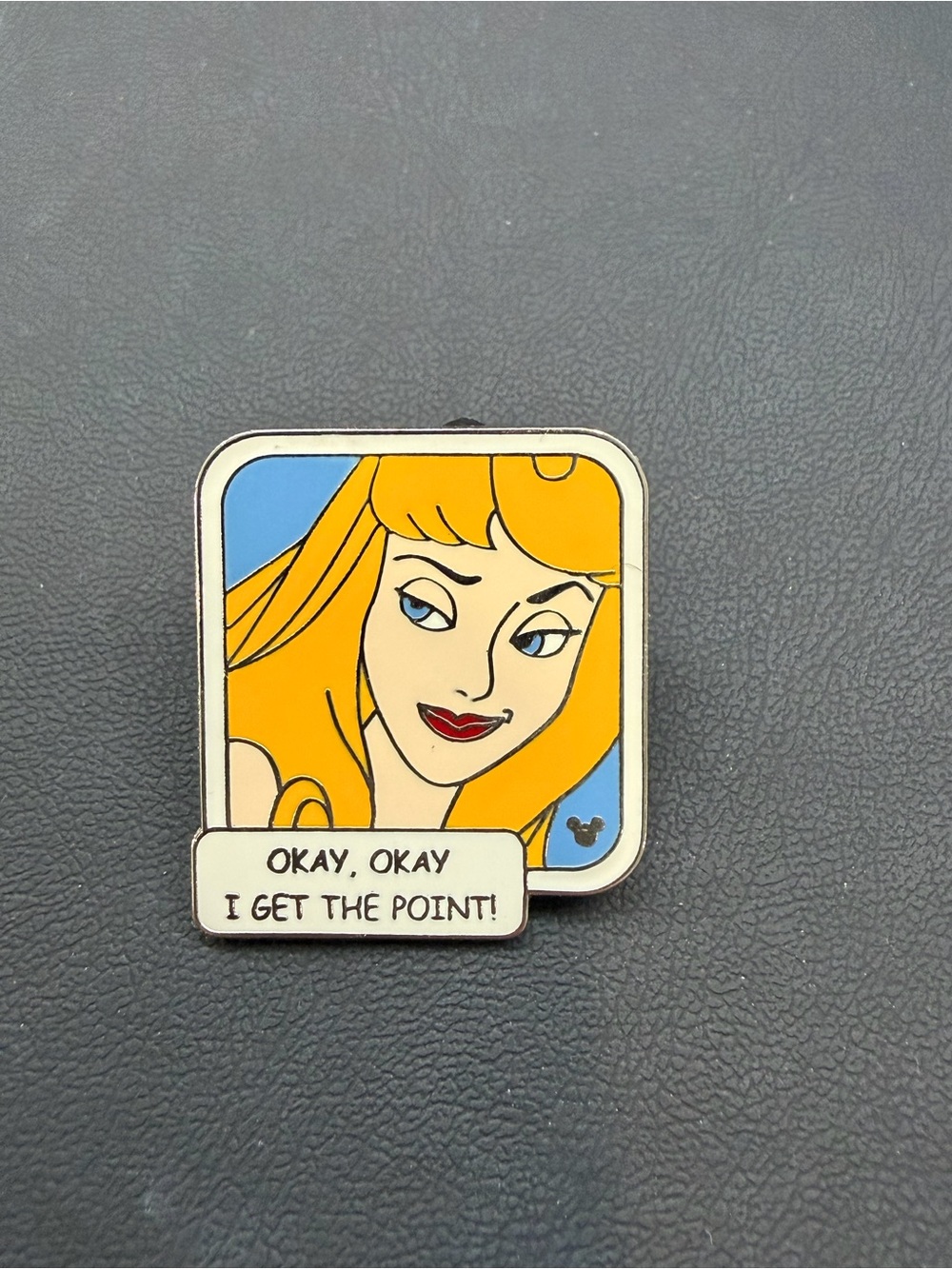 Disney Yellow & Blue Aurora Enamel Pin – "Okay, Okay I Get The Point!"